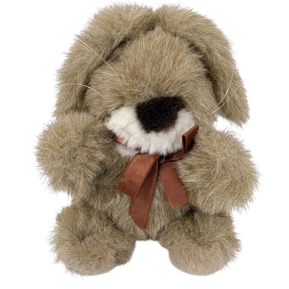 Commonwealth Vintage Plush Bunny Rabbit Shaggy Tan Faux Fur Floppy Ears 7 Inch